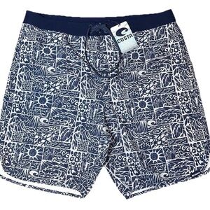 Costa Men's Navy Patterned Board Shorts